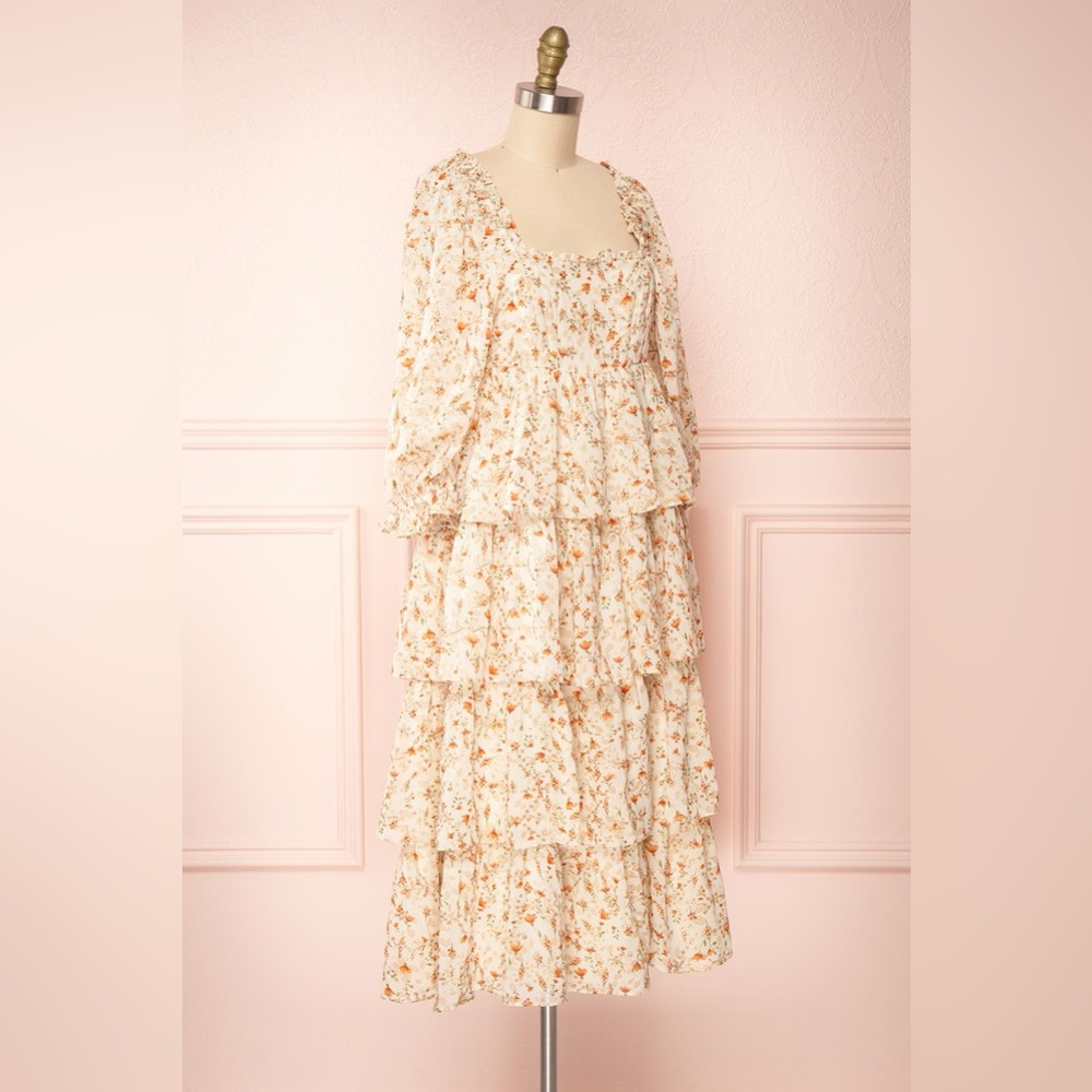Floral Layered Midi Dress - Winter Wardrobe